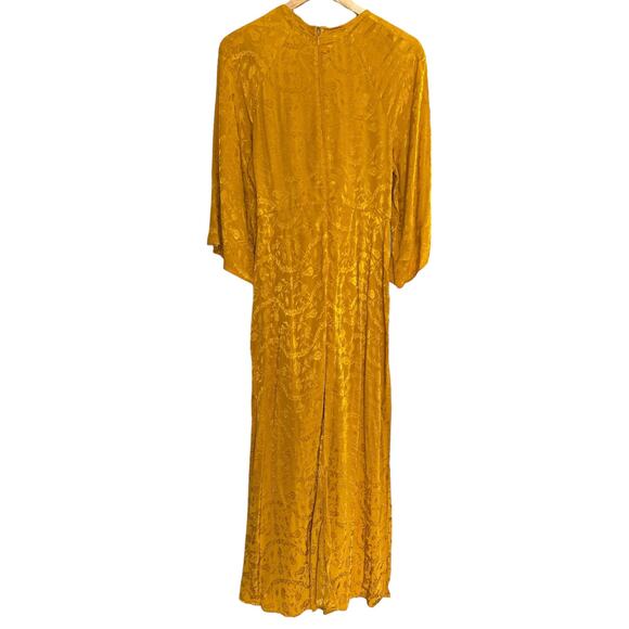 Topshop Gold Satin Jacquard Wrap Midi Dress Size 10 NWT - Picture 5 of 8